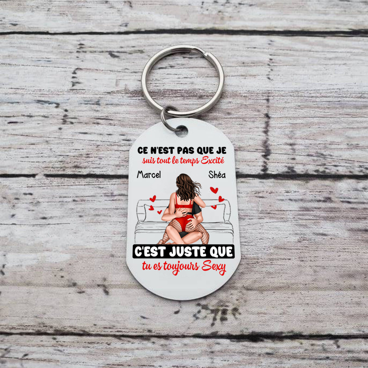 Porte-clés 2 Prénoms Personnalisés avec Illustrations Porte-Clés Personnaliables Pour Couple | Jessemade