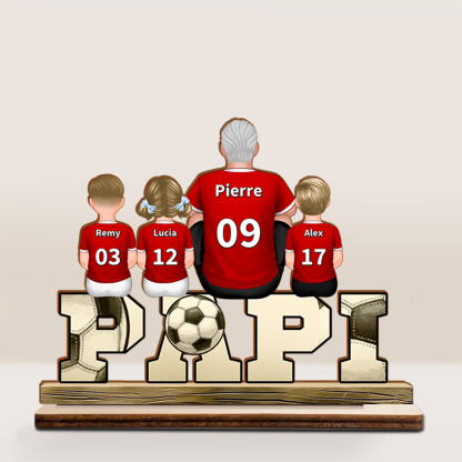 À mon Papa - Décoration en bois 2-5 Prénoms Personnalisés Football Orn