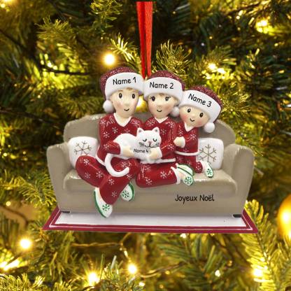 Ornements de Noël Poupée 4 Prénoms Personnalisés avec texte