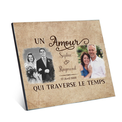 Cadre en bois de Saint-Valentin 2 Prénoms personnalisé avec 2 photos | Jessemade
