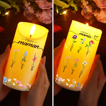 Bougie LED personnalisée avec prénoms cadeau émouvant pour mamie | Jessemade