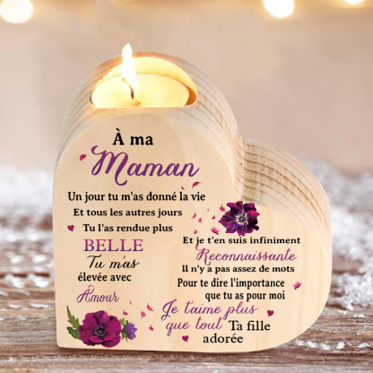 À Ma Maman - Bougeoir en Bois sans bougie Cadeau de Fille pour Maman
