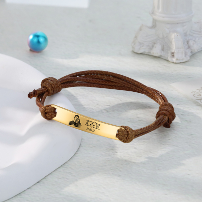 Bracelet Initiale 2 Lettres Personnalisées avec Photo et Date pour Couple｜Jessemade