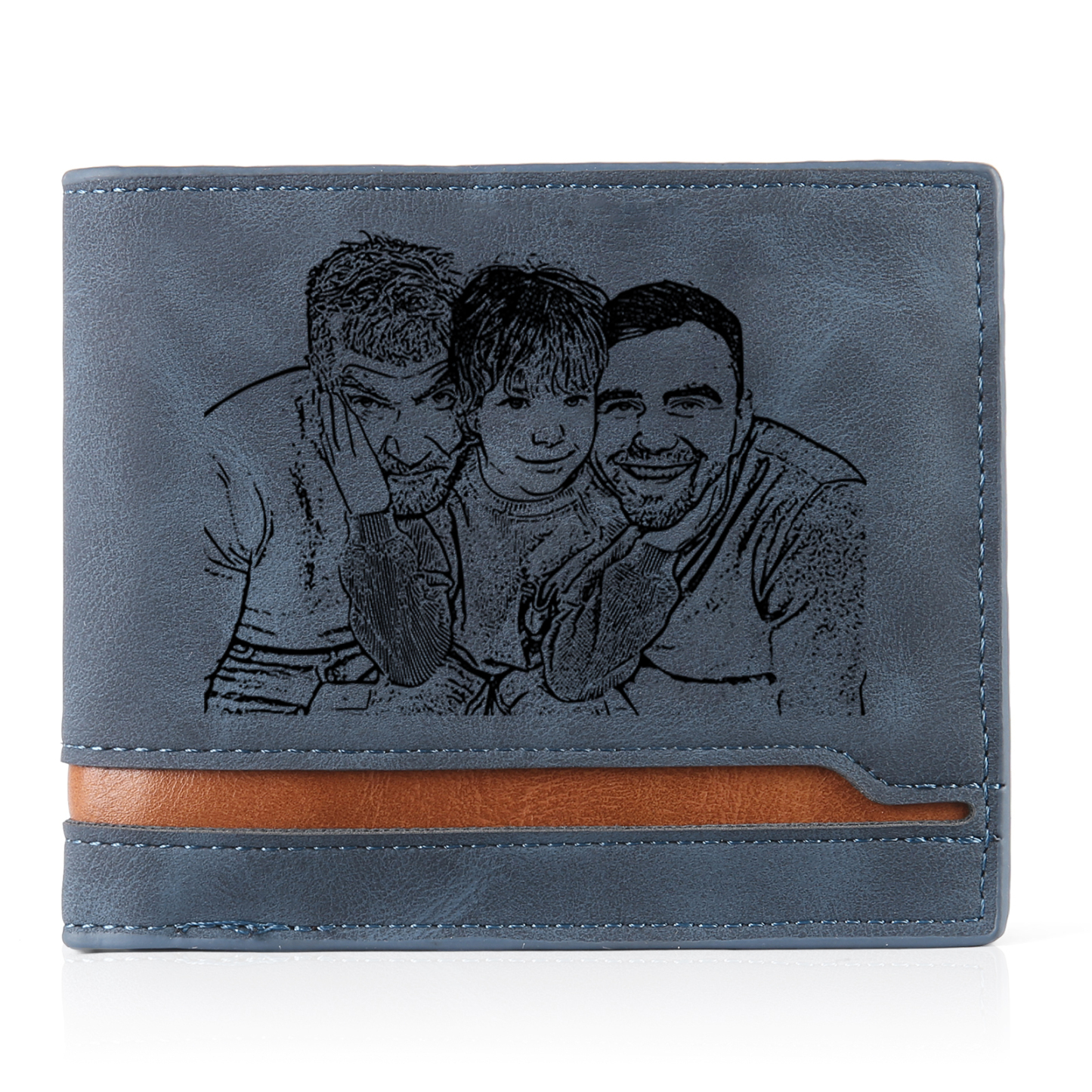 À mon Papa - Portefeuille Poings 6 Prénoms Personnalisés avec Photo Classique Homme Porte-Monnaie Carte