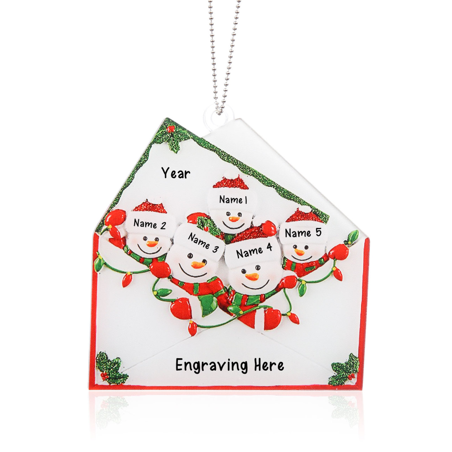 2-6 Noms Ornements de Noël Acrylique Personnalisés avec Texte et Année Bonhomme de neige