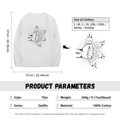 Sweat-Shirt Poings 5 Prénoms Personnalisés