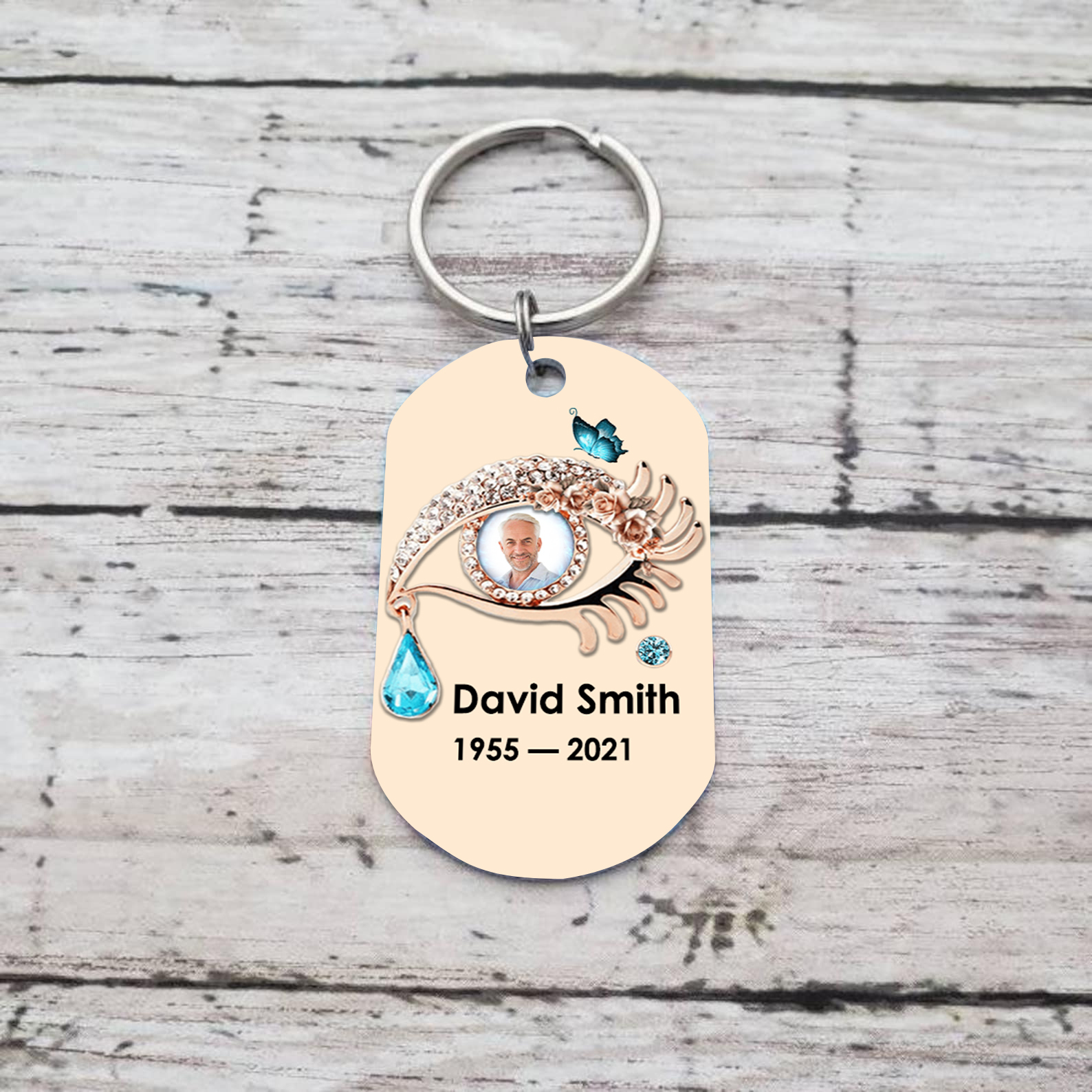 Porte-Clés Commémoratif 1 Prénom et Photo Personnalisés avec Date