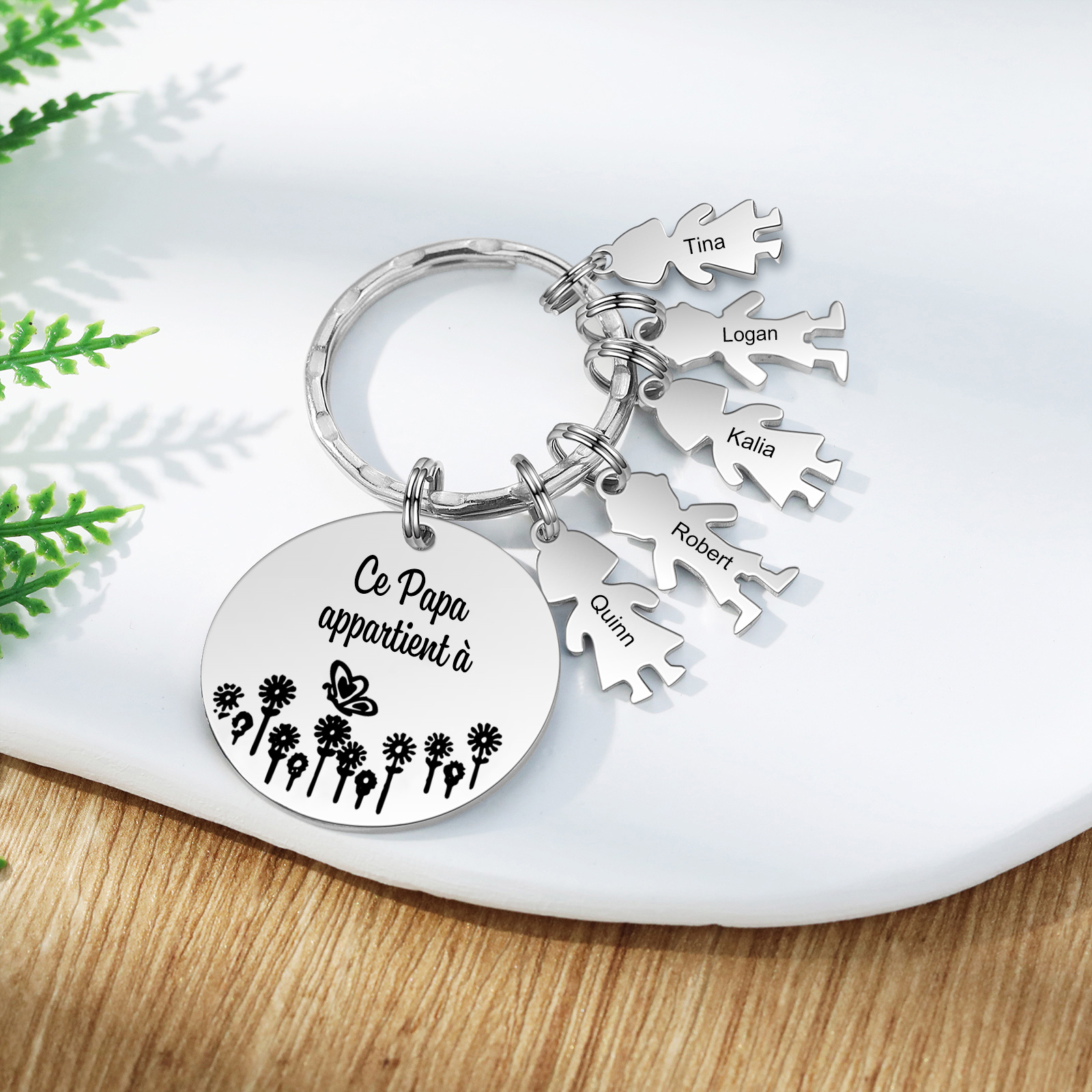 À Mon Papa - 1-5 Noms Porte-Clés Personnalisés Avec Breloques Enfants