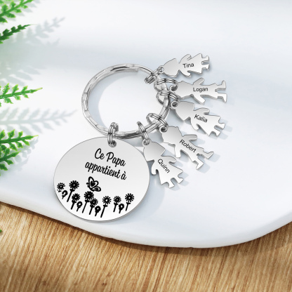 À Mon Papa - 1-5 Noms Porte-Clés Personnalisés Avec Breloques Enfants