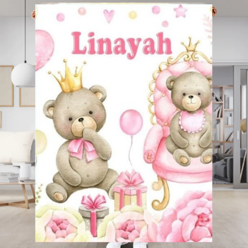 À Mon Bébé- Couverture plaids polaire Ours 1 Prénom Personnalisé Anniversaire de Bébé
