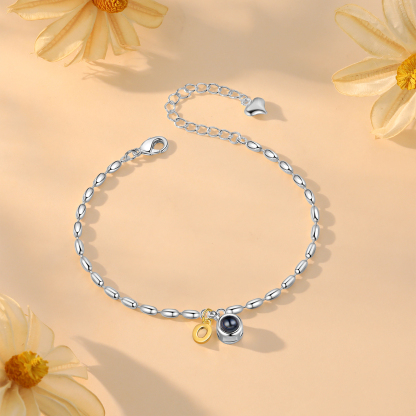 Bracelet Projection de Pierres Bracelet Initiale 1 Photo Personnalisée avec 26 Lettres｜Jessemade