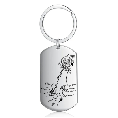 À Ma Maman - Porte-Clés la Main dans la Main 7 Prénoms Personnalisés