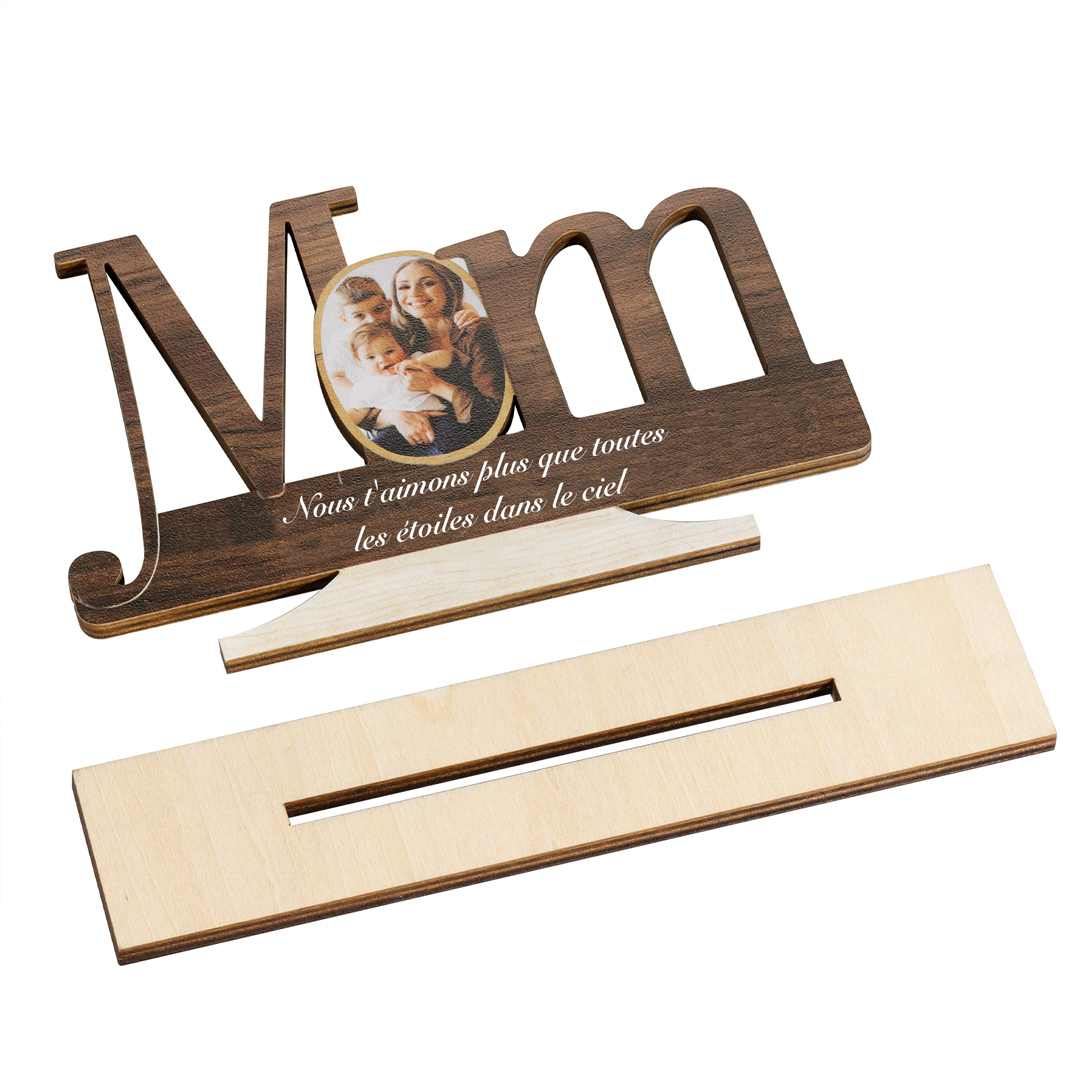 Décoration en bois 1 Texte et 1 Photo Personnalisés Ornement pour Maman