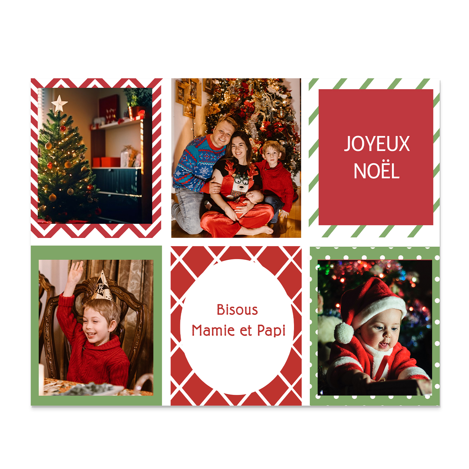 À ma Famille - Cadre en Bois de Noël 4 Photos Personnalisées avec 2 Prénoms | Jessemade