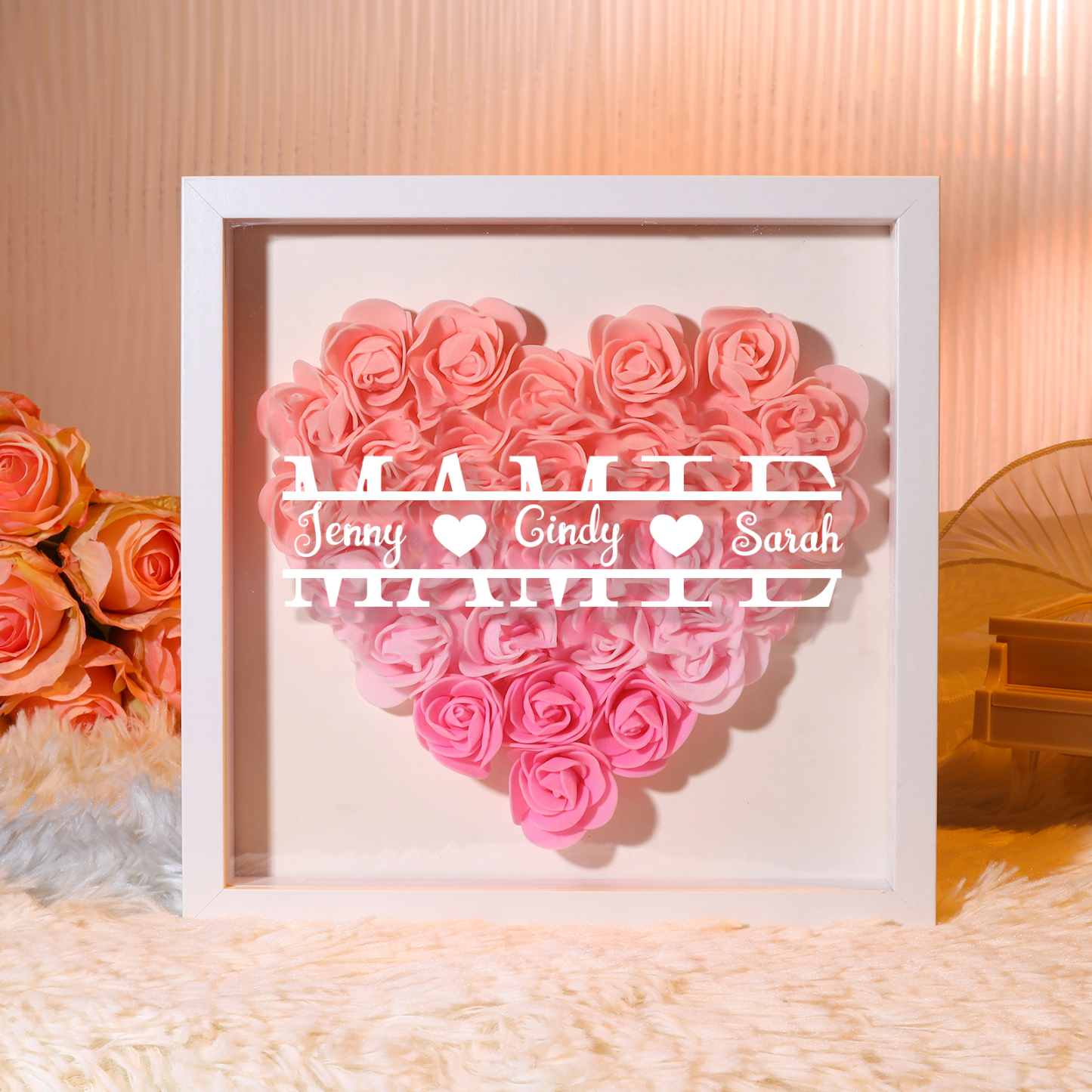 À ma Mamie - Cadre Panneau de densité 1 Prénom et Texte Personnalisés Ornements Floral pour Famille
