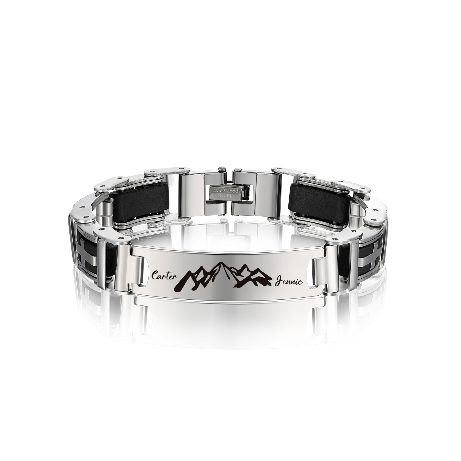 À Mon Homme - Bracelet Gourmette 2 Prénoms Personnalisés Pour Homme｜Jessemade