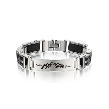 À Mon Homme - Bracelet Gourmette 2 Prénoms Personnalisés Pour Homme｜Jessemade