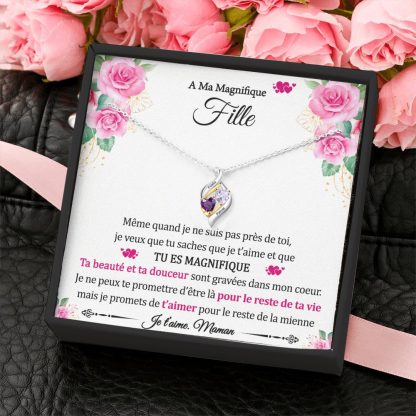 À ma Fille - Collier Personnalisé 2 pierres naissance ARGENT 925