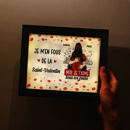 Cadre Lumineux LED Personnalisé Couple – « Je t'aime tous les jours »