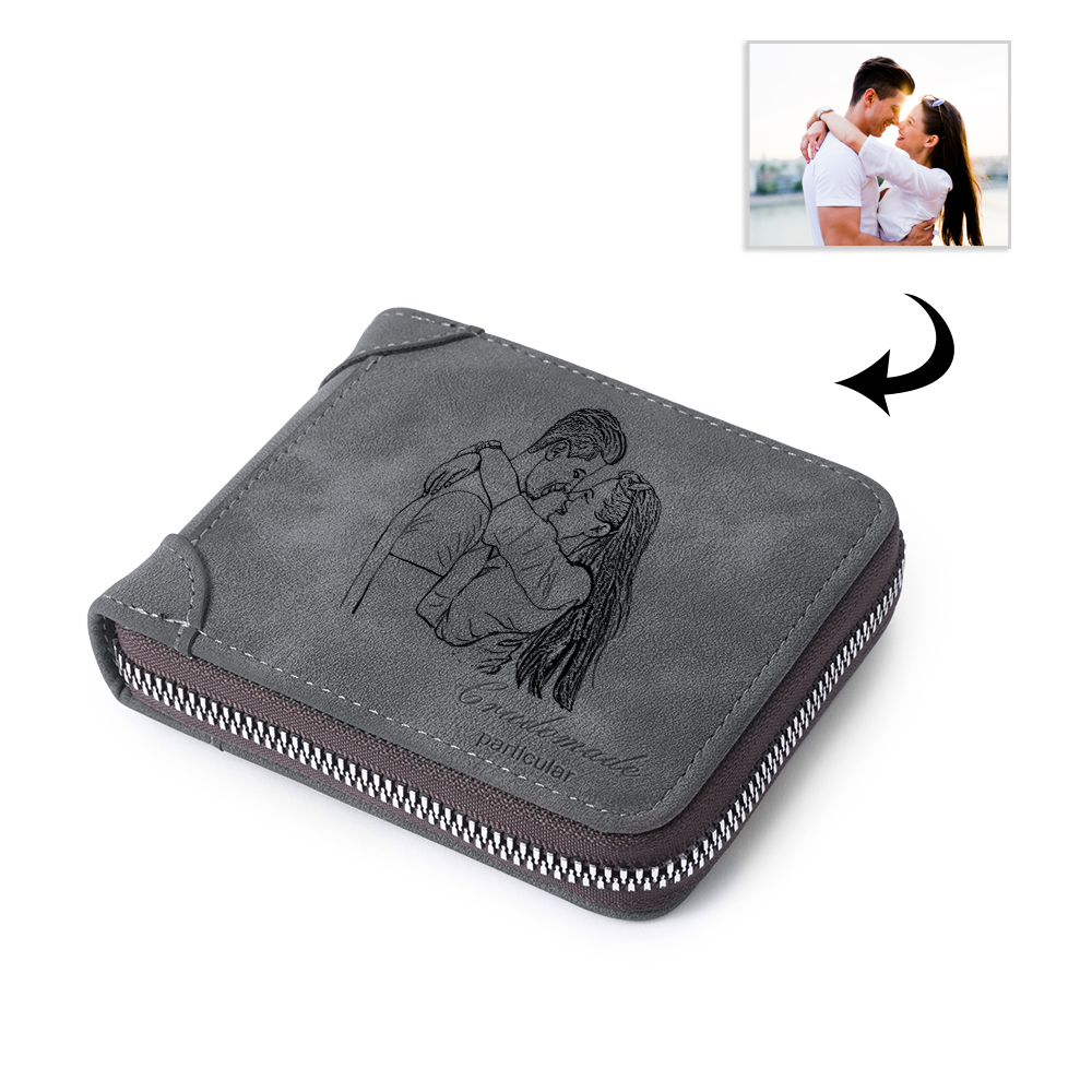 Portefeuille Photo Personnalisé Classique Homme Porte-Monnaie Carte Cadeau pour Père