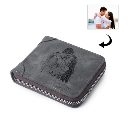 Portefeuille Photo Personnalisé Classique Homme Porte-Monnaie Carte Cadeau pour Père