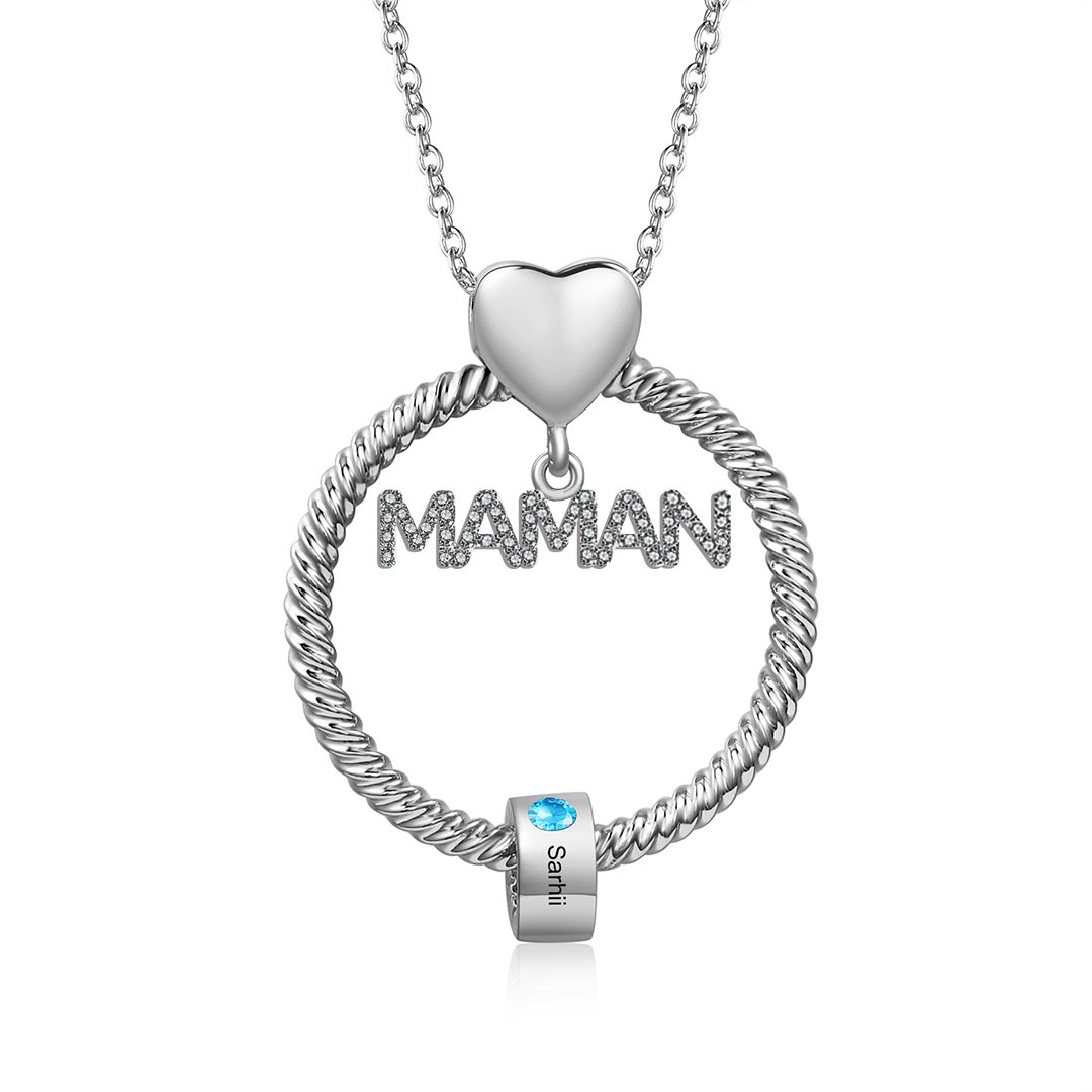 À ma Maman - Collier Personnalisé Collier Pendentif 1-5 Prénoms Personnalisés avec Pierre de naissance｜Jessemade