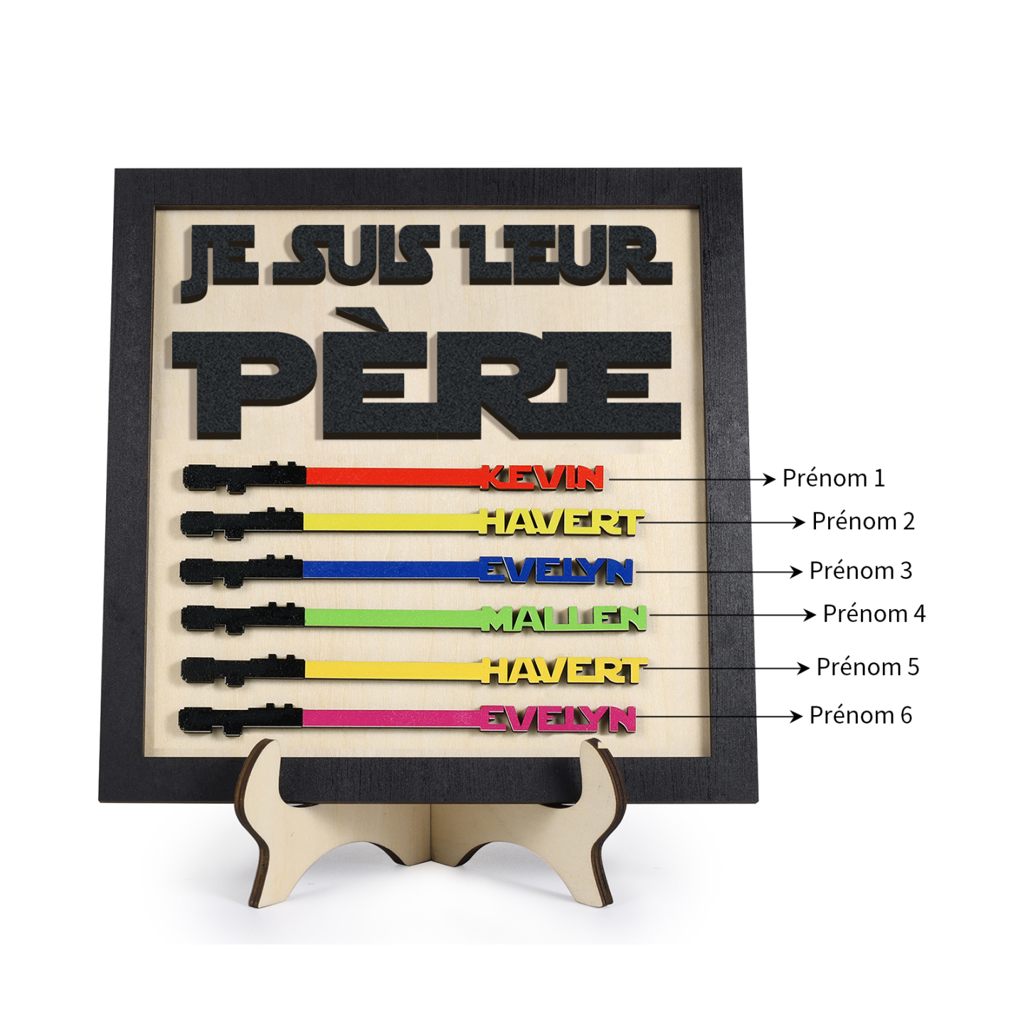 À mon Papa - Décoration en bois 6 Prénoms Personnalisés Ornement pour Père
