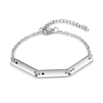 Bracelet 3 Prénom Personnalisé avec 3 Pierre de Naissance