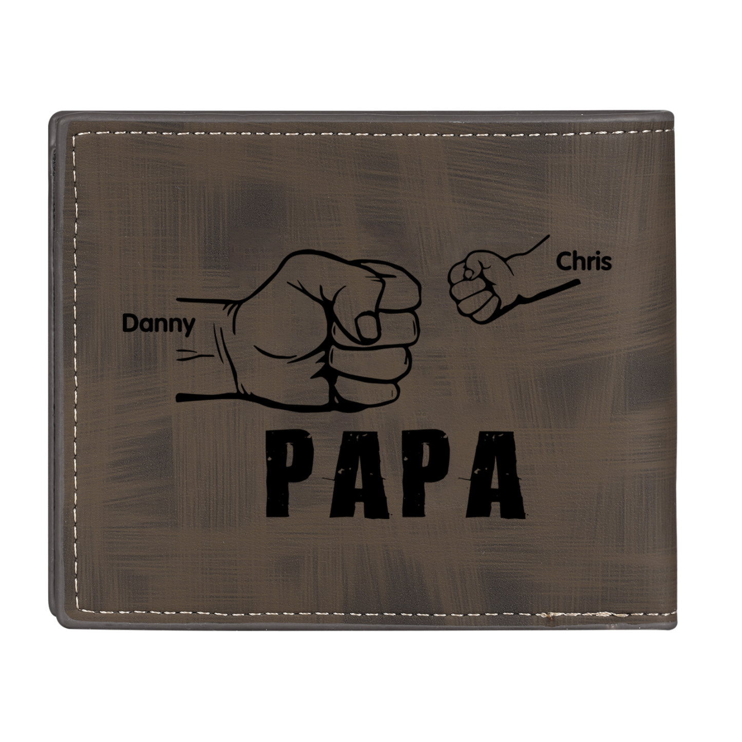 À mon Papa - Portefeuille Poings 2 Prénoms Personnalisés avec Photo Classique Homme Porte-Monnaie Carte