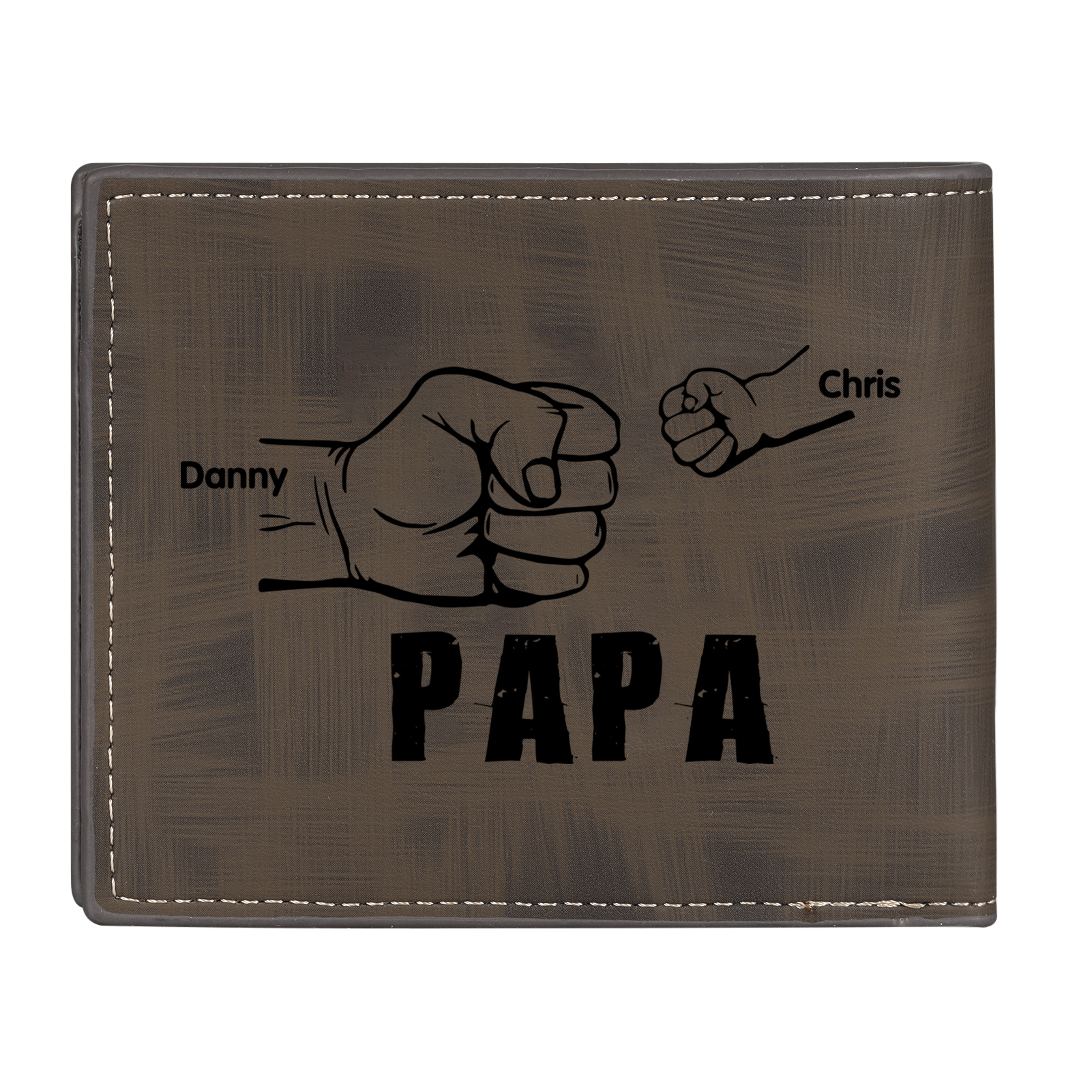 À mon Papa - Portefeuille Poings 2 Prénoms Personnalisés avec Photo Classique Homme Porte-Monnaie Carte