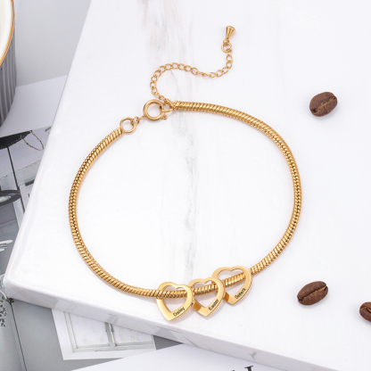 Bracelet Cheville Réglable Prénom Personnalisés Pour Femmes Avec 6 Pendentif Coeur
