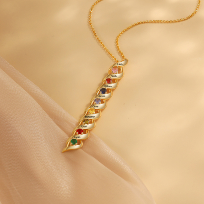 Collier Femme 8 Prénoms Personnalisés avec 8 Pierres de naissance
