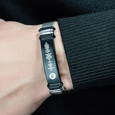 Jessemade FR Bracelet De Code Spotify Personnalisée Scannable Plaque De Musique Bracelet Homme
