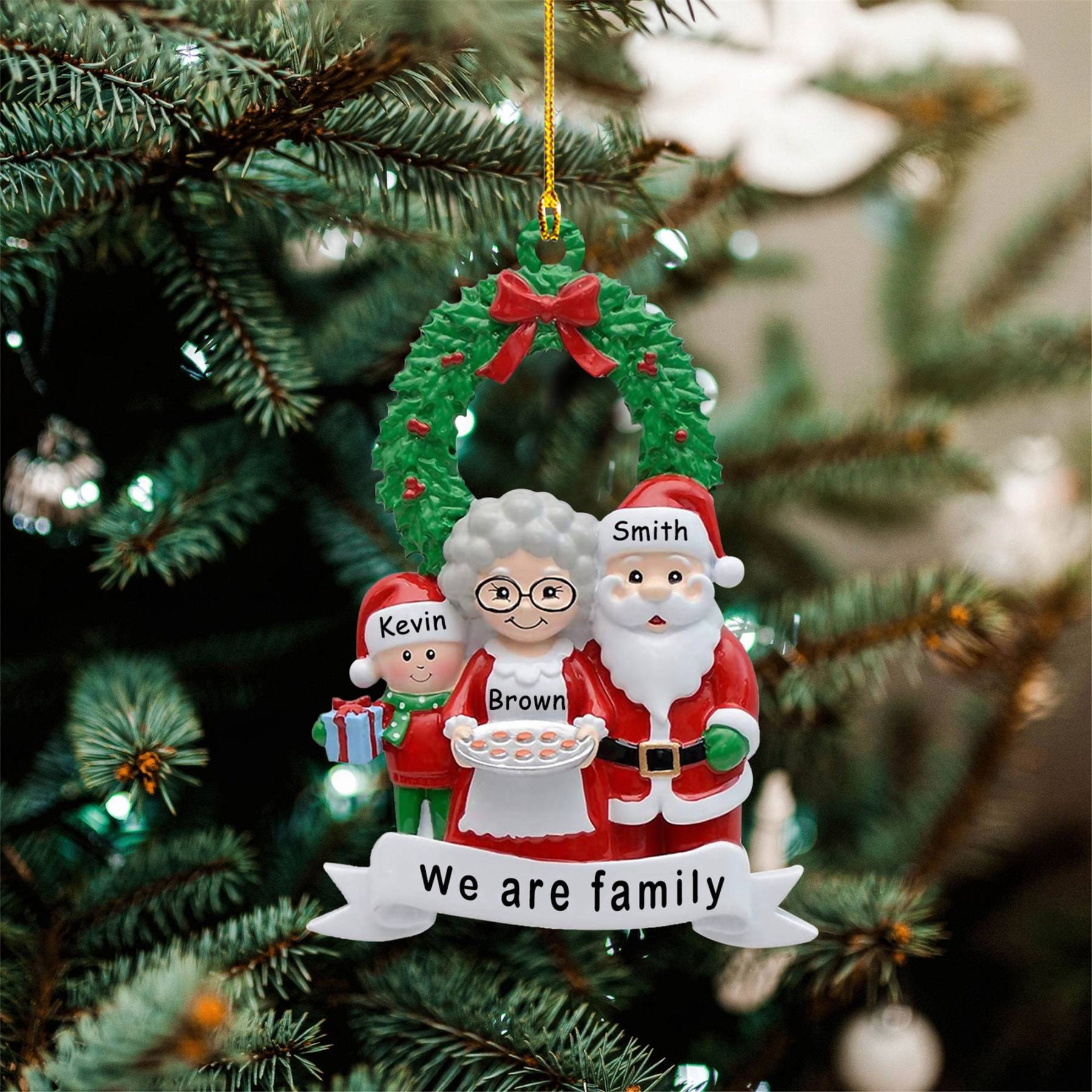 Décoration Sapin Noël Poupée 3 Prénoms Personnalisés et texte