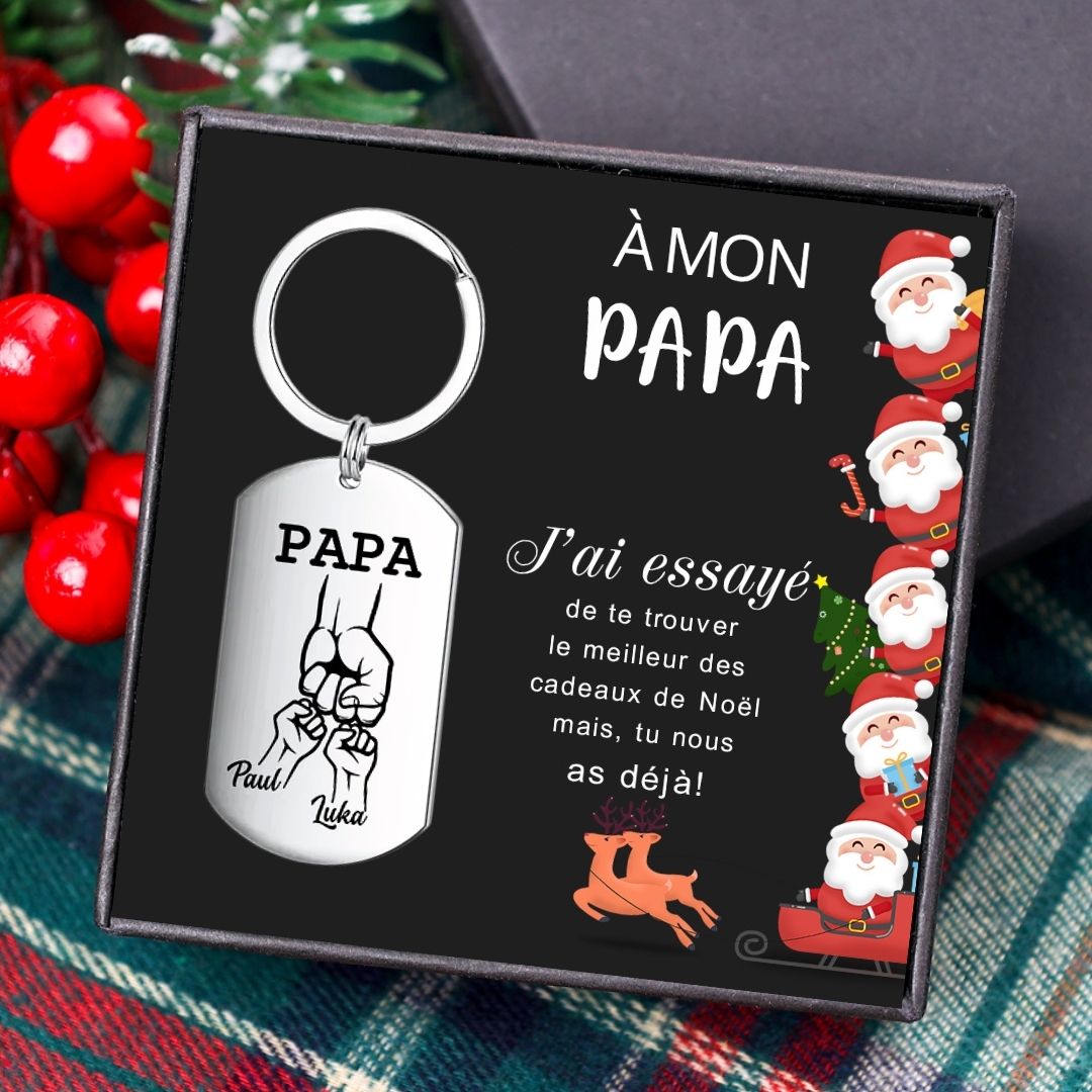 À mon Papa - 1-5 Noms Porte-Clés Poings Personnalisés avec Photo