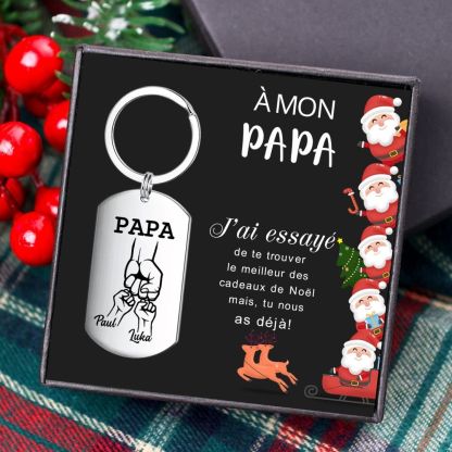 À mon Papa - 1-5 Noms Porte-Clés Poings Personnalisés avec Photo