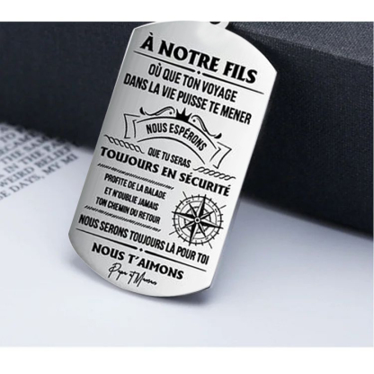 À mon Fils - Collier Homme Texte Personnalisé Gravé au Dos | Jessemade