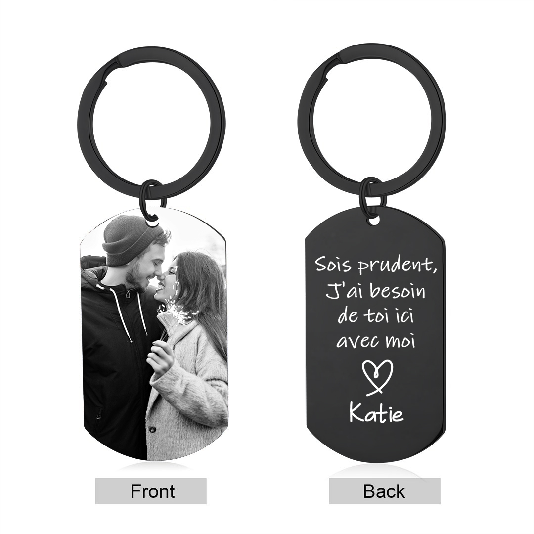 Porte-Clés Couple 1 Prénom et Photo Personnalisés | Jessemade