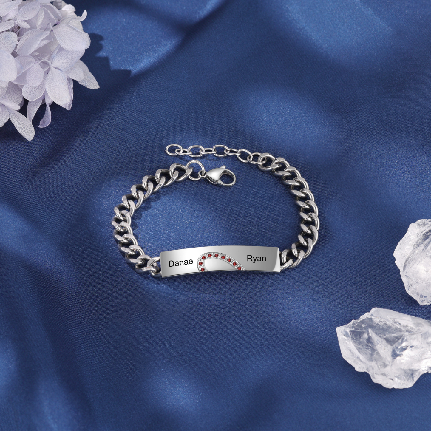 Bracelet couple 2PCS avec 2 Prénoms Personnalisé Gourmette bracelet en commun | Jessemade