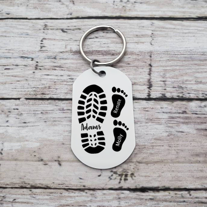 3PCS-Porte-Clés Pieds Bébé 3 Prénoms Personnalisés pour Papa Papi Porte Cles gravés | Jessemade