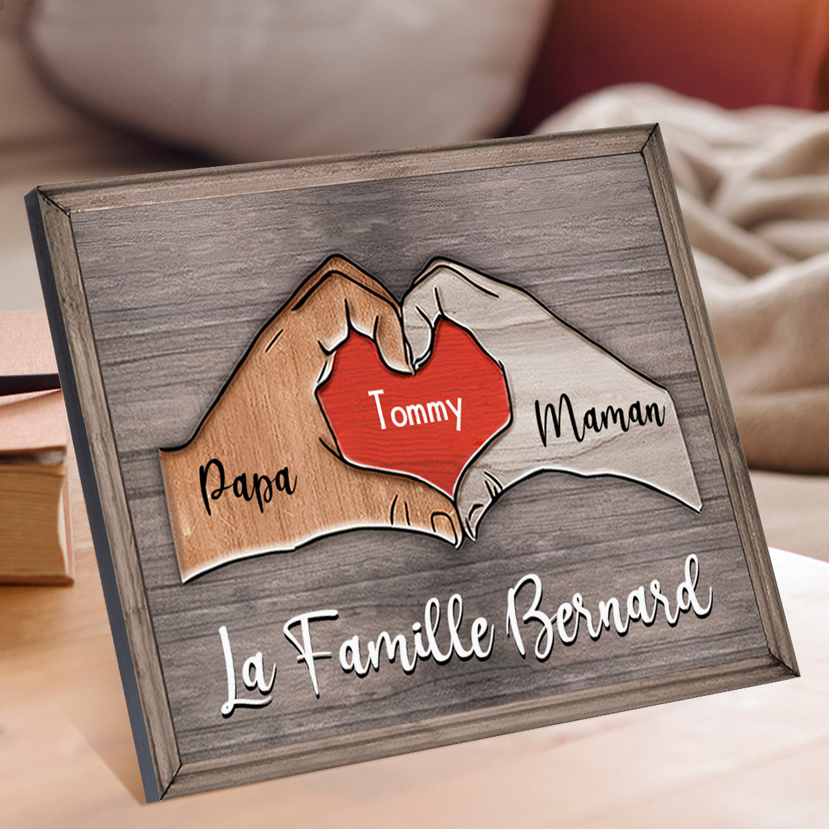 À ma Famille-Cadre en Bois Puzzle 1 Prénom Personnalisé avec Texte