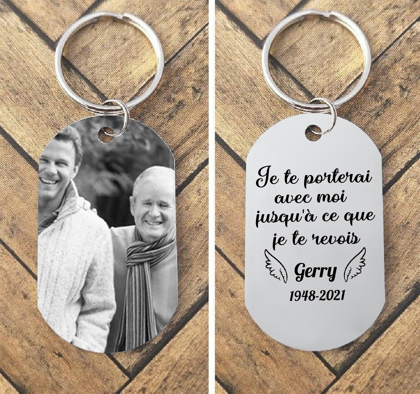 Porte-Clés Commémorative Photo avec Prénom et Année Personnalisés