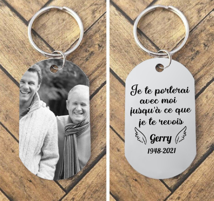 Porte-Clés Commémorative Photo avec Prénom et Année Personnalisés