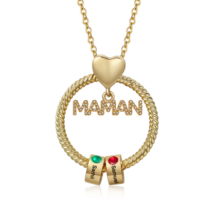 À ma Maman - Collier Personnalisé Collier Pendentif avec 1-5 Prénoms et Pierre de naissance｜Jessemade
