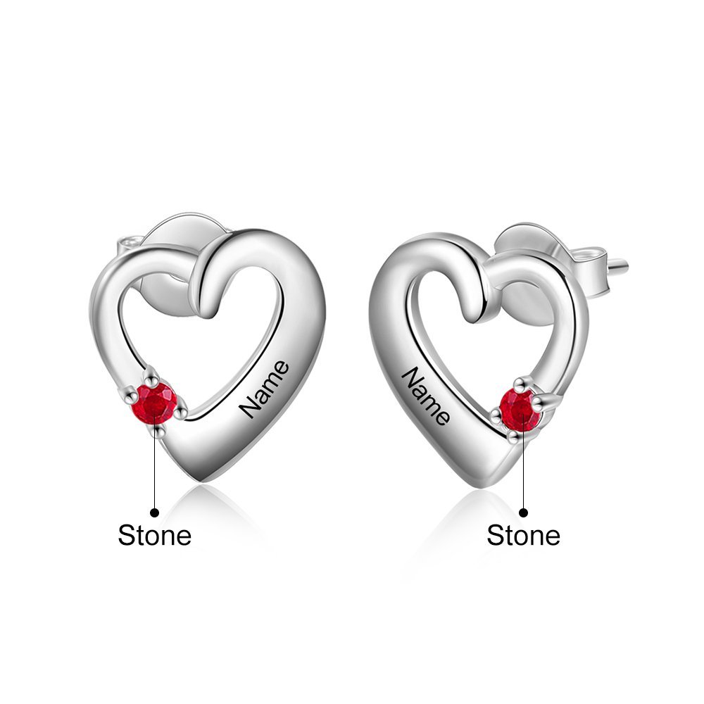 Combinaison de bijoux 1 Prénom Personnalisé Cœur avec 1 Pierre de Naissance