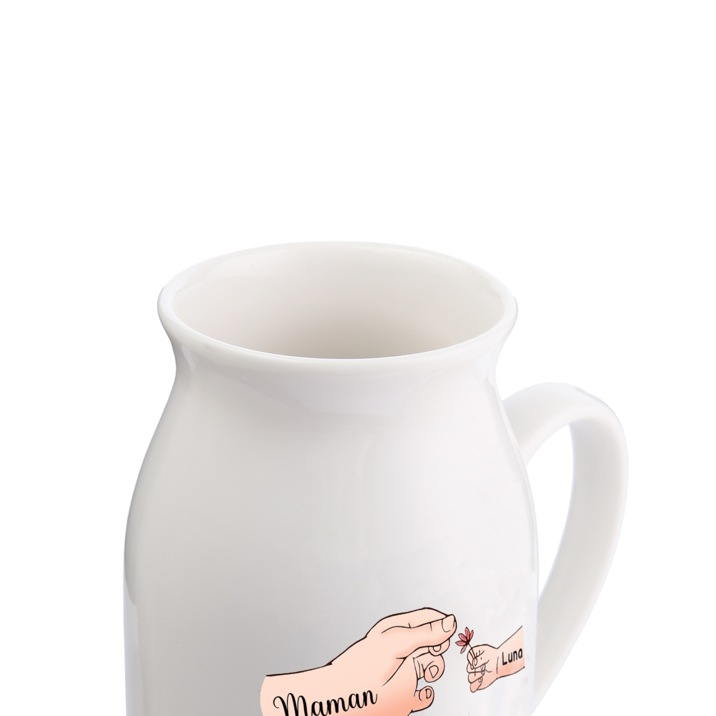 Vase à Fleurs Mains et Enfants 2 Prénoms Personnalisés Décoration de la Maison