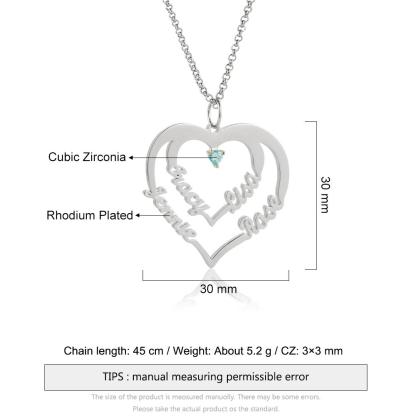 Collier Prénom Personnalis 4 Prénoms 1 pierre de naissance