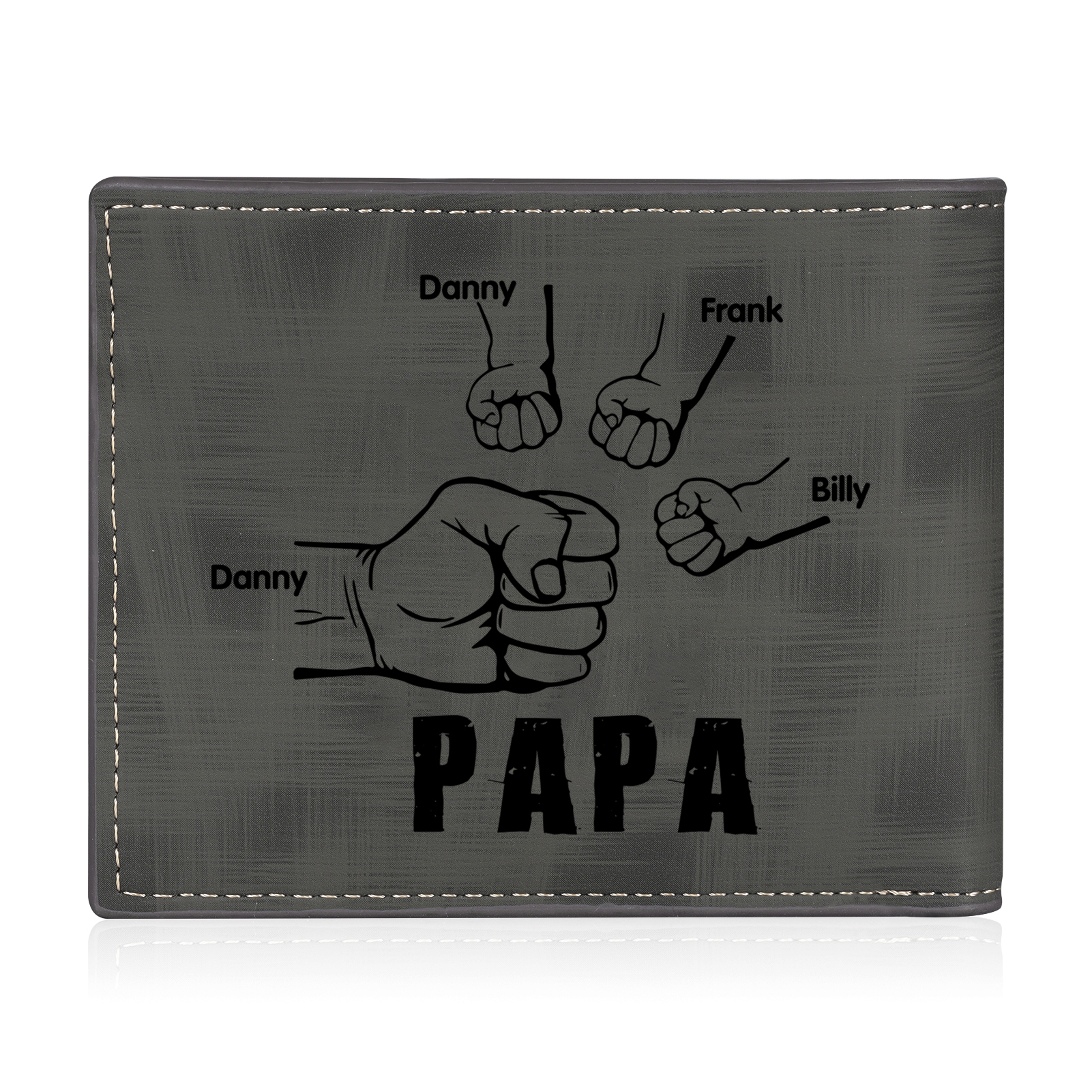 À mon Papa - Portefeuille Poings 4 Prénoms Personnalisés avec Photo Classique Homme Porte-Monnaie Carte