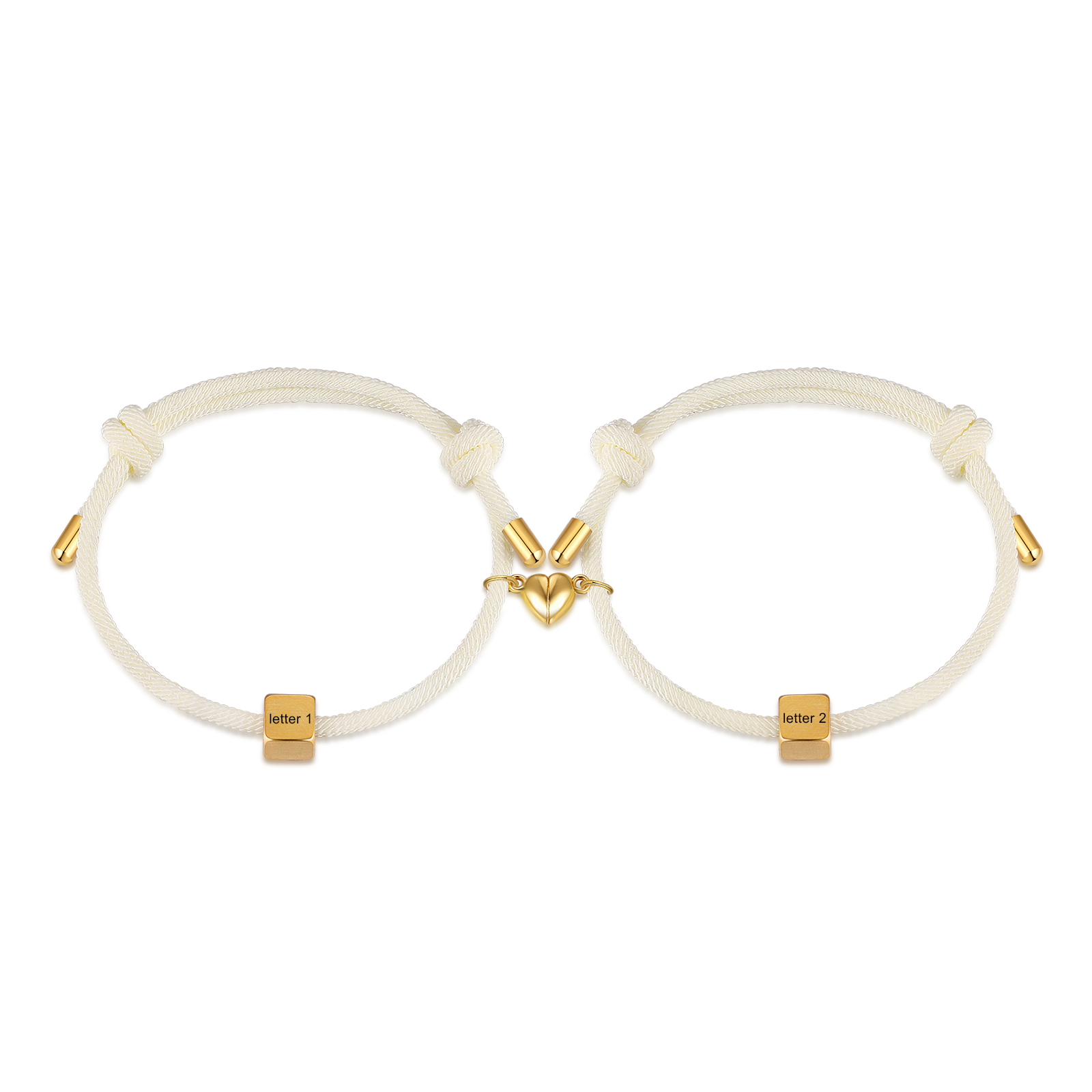 Bracelet Initiale Magnétique 2 Lettres Personnalisées pour Couple｜Jessemade