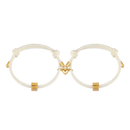 Bracelet Initiale Magnétique 2 Lettres Personnalisées pour Couple｜Jessemade